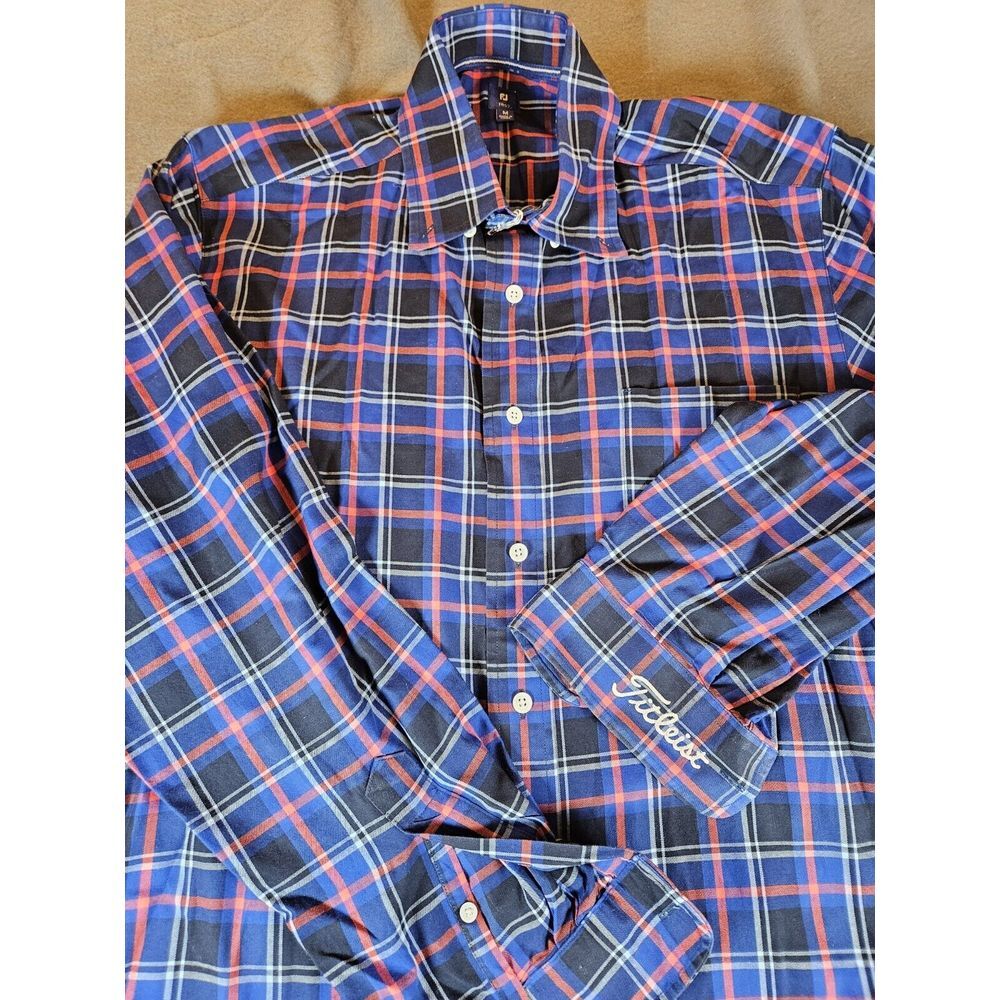 FootJoy Titleist Long Sleeve Button Down Shirt Mens Medium Plaid Multi‎ Colored